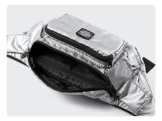 Bolsa de Pecho Harajuku Cuadros Plateados para Hombre - Image 10