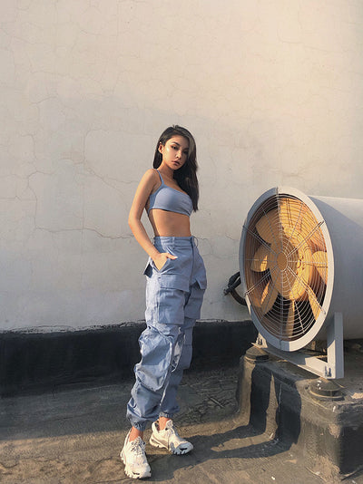 Overol Mujer Cintura Alta Bolsillos Múltiples Estilo Boyfriend Casual - Image 9