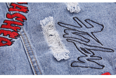 Chaqueta Denim Rotos con Bordados para Mujer - Image 13