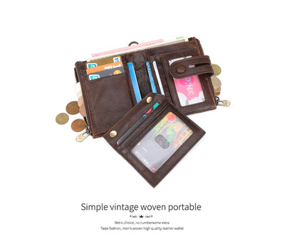 Billetera Retro Chocolate Doble Cierre Antimagnética - Image 7