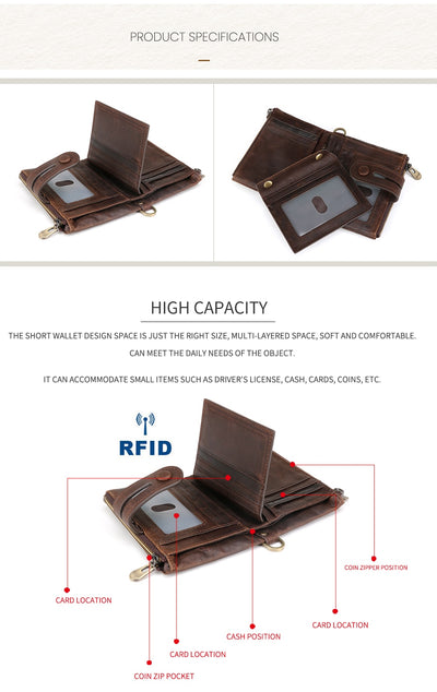 Billetera Retro Chocolate Doble Cierre Antimagnética - Image 10