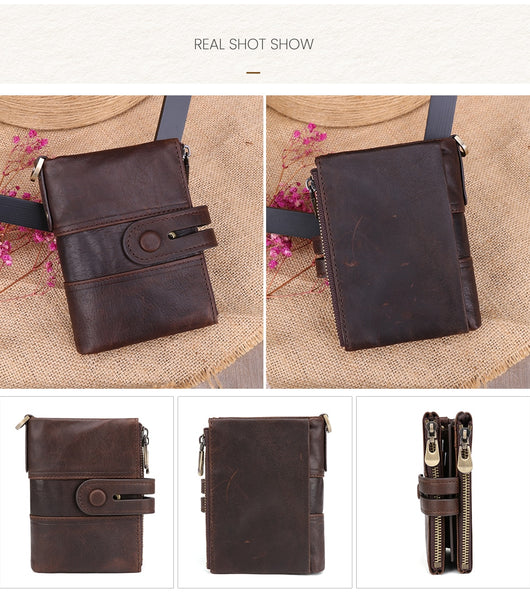 Billetera Retro Chocolate Doble Cierre Antimagnética - Image 12