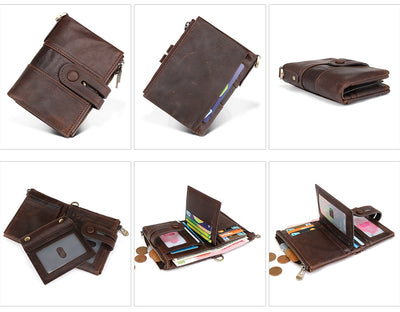 Billetera Retro Chocolate Doble Cierre Antimagnética - Image 13