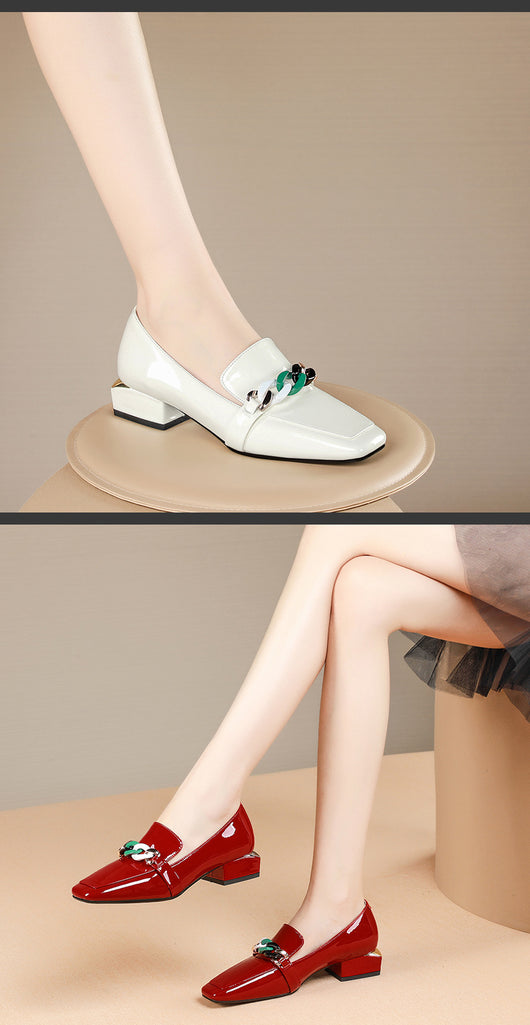 Zapatos de Tacón Grueso con Punta Cuadrada para Mujer Talla Grande - Image 9
