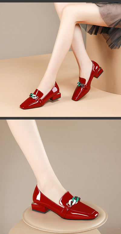 Zapatos de Tacón Grueso con Punta Cuadrada para Mujer Talla Grande - Image 10
