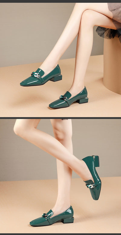 Zapatos de Tacón Grueso con Punta Cuadrada para Mujer Talla Grande - Image 11