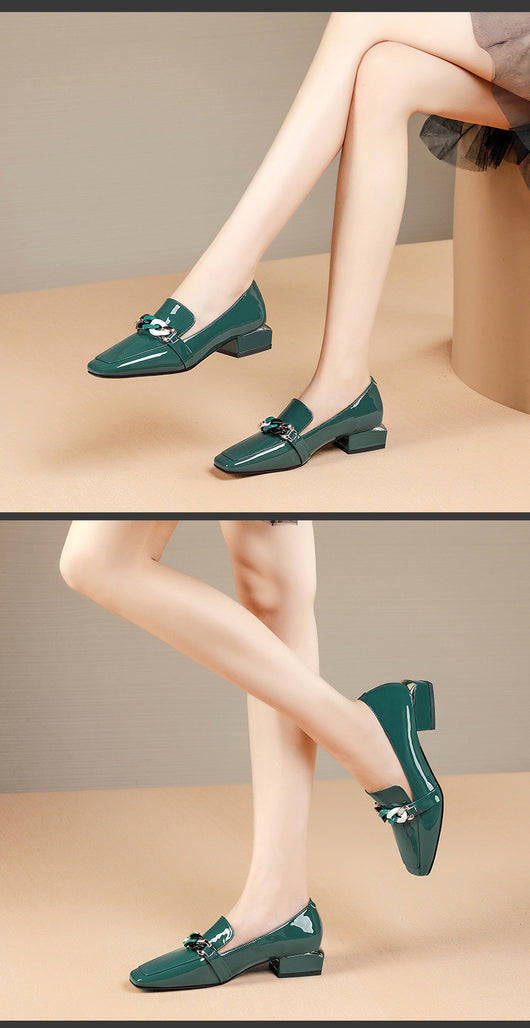 Zapatos de Tacón Grueso con Punta Cuadrada para Mujer Talla Grande - Image 11