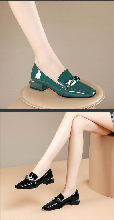 Zapatos de Tacón Grueso con Punta Cuadrada para Mujer Talla Grande - Image 12