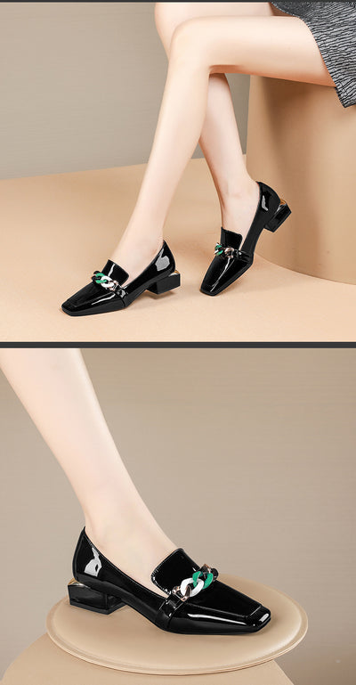 Zapatos de Tacón Grueso con Punta Cuadrada para Mujer Talla Grande - Image 13