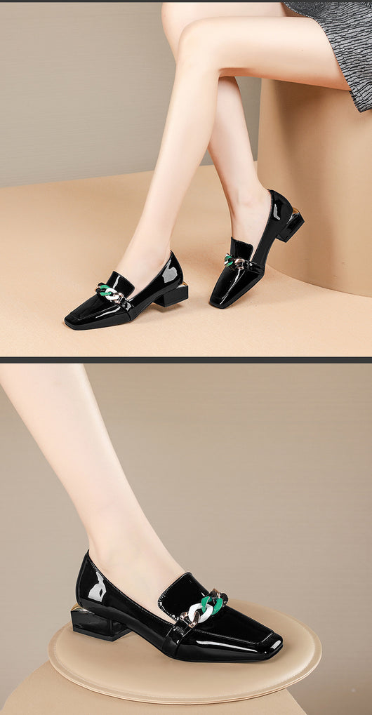 Zapatos de Tacón Grueso con Punta Cuadrada para Mujer Talla Grande - Image 13