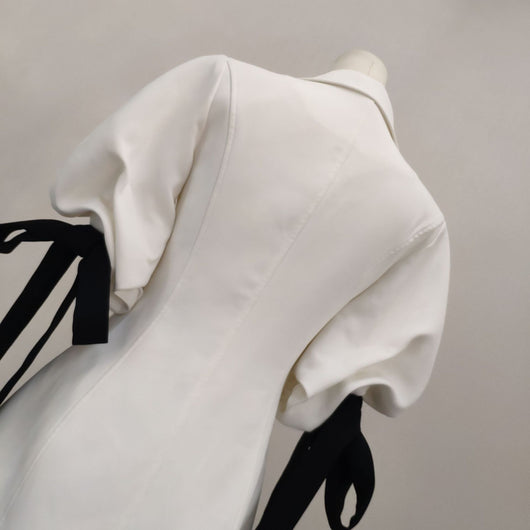 Vestido Blanco con Moño y Mangas Puff Diseño Exclusivo - Image 13