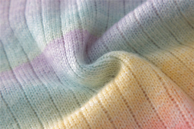 Suéter Tie-dye Arcoíris Degradado con Escote Redondo y Detalle Cutout en Mohair - Image 15