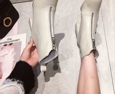 Botas Cortas Retro para Mujer con Punta Cuadrada y Tacón Grueso - Image 10