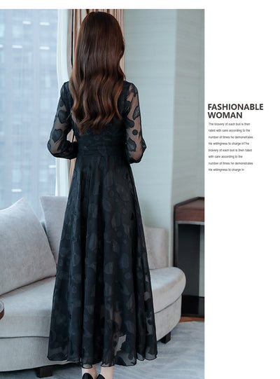 Vestido Camisero de Chifón Manga Larga con Solapa - Image 16
