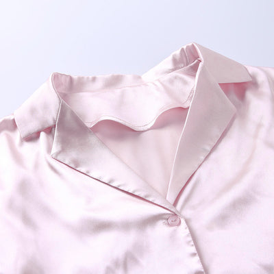 Blusa de Satén con Botones en Colores Sólidos - Estilo Europeo y Americano - Image 24