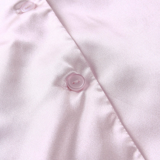 Blusa de Satén con Botones en Colores Sólidos - Estilo Europeo y Americano - Image 25