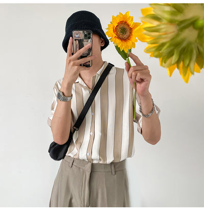 Camisa de Verano a Rayas en Tencel de Manga Corta para Hombre - Image 7