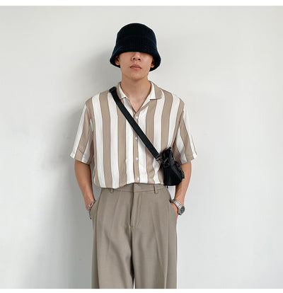 Camisa de Verano a Rayas en Tencel de Manga Corta para Hombre - Image 8