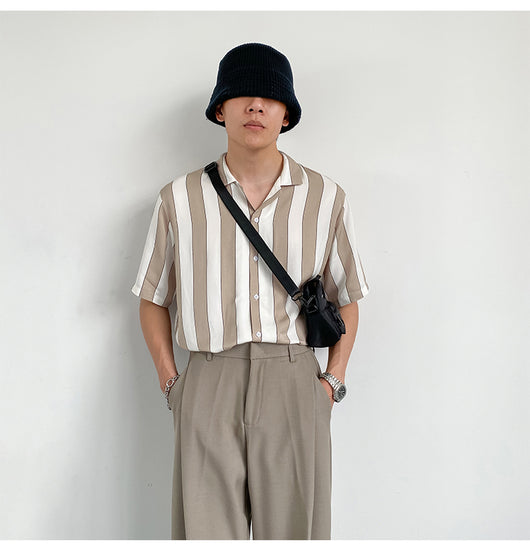 Camisa de Verano a Rayas en Tencel de Manga Corta para Hombre - Image 8