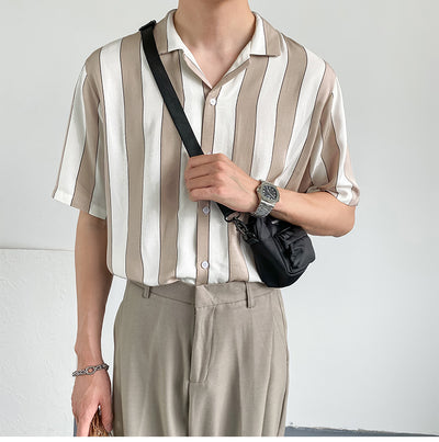 Camisa de Verano a Rayas en Tencel de Manga Corta para Hombre - Image 9