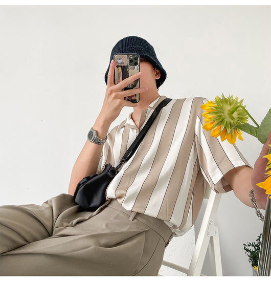 Camisa de Verano a Rayas en Tencel de Manga Corta para Hombre - Image 12