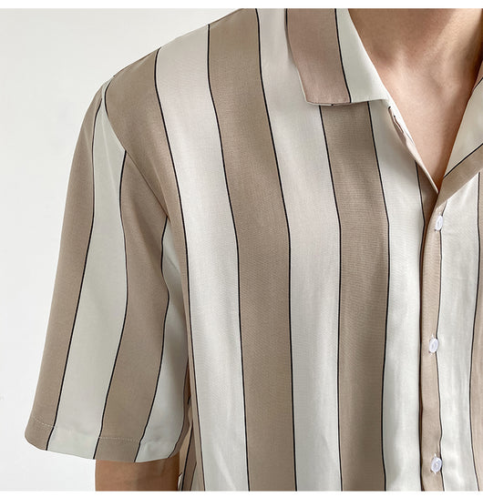 Camisa de Verano a Rayas en Tencel de Manga Corta para Hombre - Image 13
