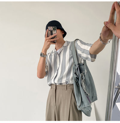 Camisa de Verano a Rayas en Tencel de Manga Corta para Hombre - Image 14