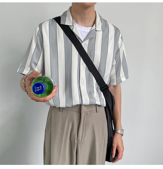 Camisa de Verano a Rayas en Tencel de Manga Corta para Hombre - Image 18
