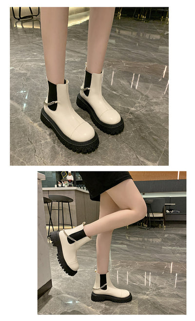 Botas Casuales Cortas para Mujer con Cadena y Suela Gruesa - Image 6