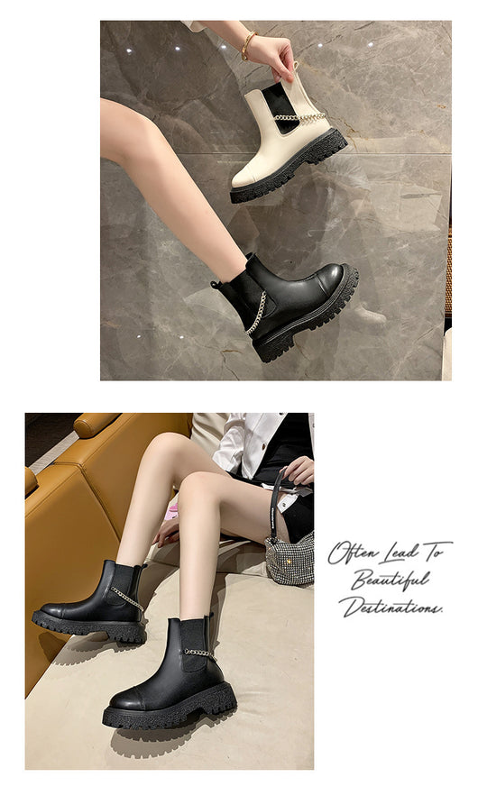 Botas Casuales Cortas para Mujer con Cadena y Suela Gruesa - Image 9