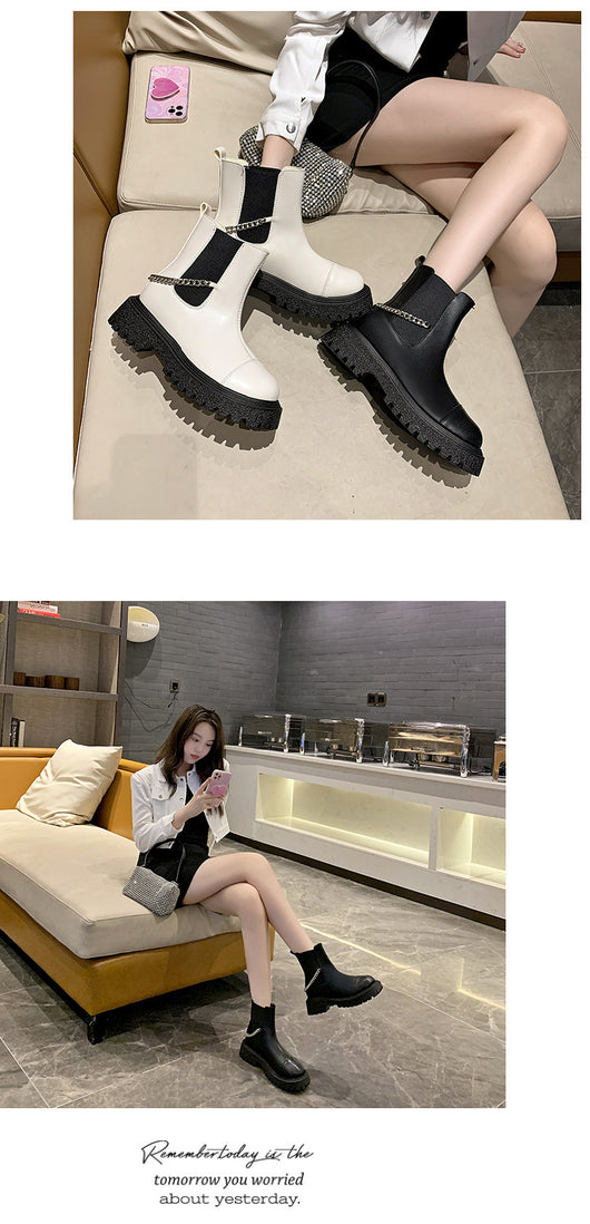 Botas Casuales Cortas para Mujer con Cadena y Suela Gruesa - Image 10