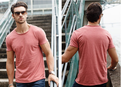 Camiseta Básica de Algodón Puro Cuello Redondo Diseño Minimalista - Image 12