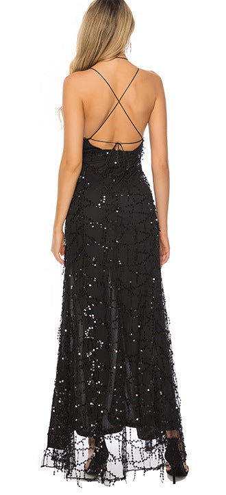 Vestido Halter Escotado con Lentejuelas Sexy - Image 15