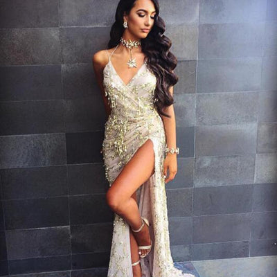 Vestido Halter Escotado con Lentejuelas Sexy - Image 22