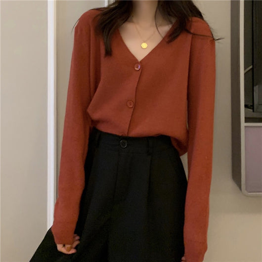 Chaqueta de Punto Suelta V-Neck Otoño para Mujer - Image 19