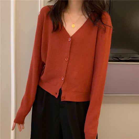Chaqueta de Punto Suelta V-Neck Otoño para Mujer - Image 21
