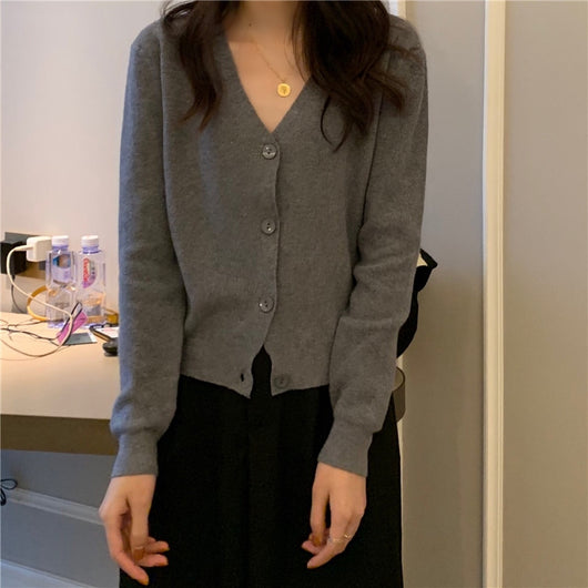 Chaqueta de Punto Suelta V-Neck Otoño para Mujer - Image 24