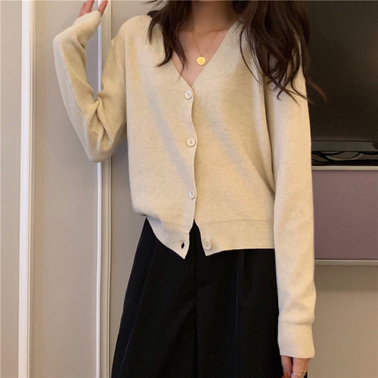 Chaqueta de Punto Suelta V-Neck Otoño para Mujer - Image 27