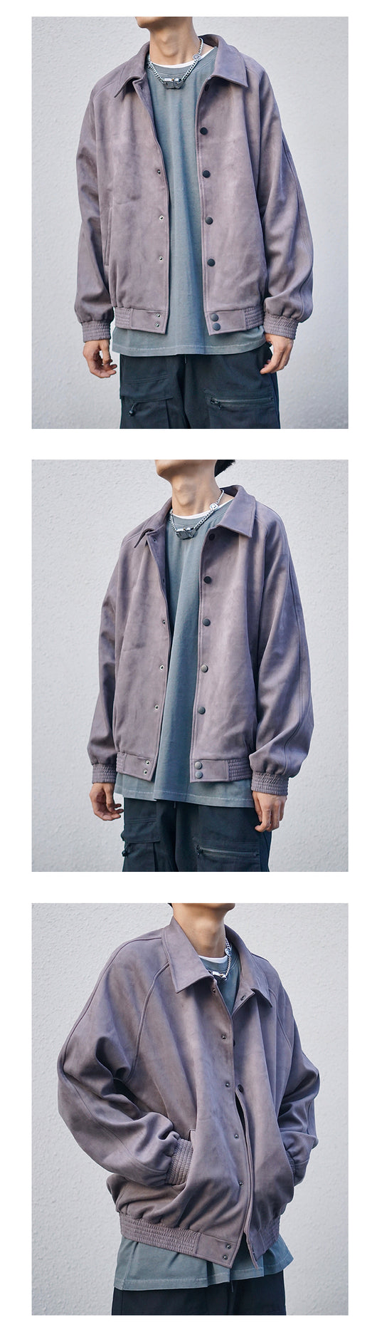 Chaqueta Uniforme de Béisbol Ante Suave Otoño Invierno Hombre Oversized - Image 7
