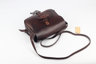 Bolsa de Cuero Retro Artesanal con Flecos para Mujer - Image 19