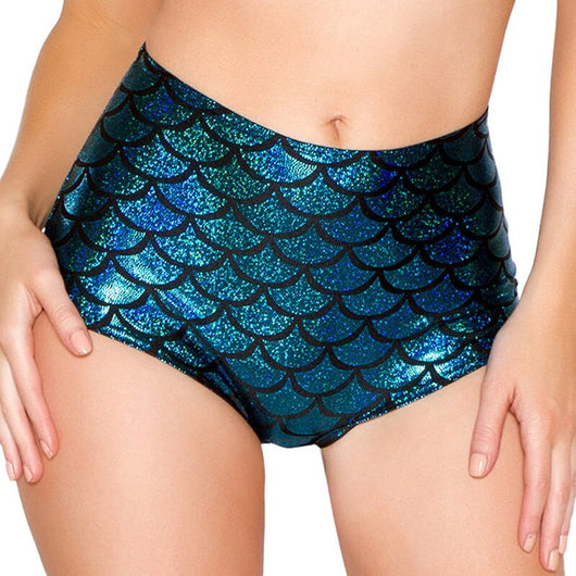 Shorts Holográficos con Patrón Escamas de Sirena en Dorado - Image 14