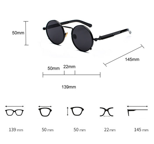 Gafas de Sol Estilo Punk con Patas Metálicas y Lentes Reflectivas - Image 3
