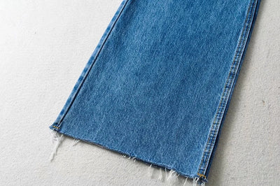 Pantalón Denim Ancho Cintura Alta con Borde Crudo - Image 12