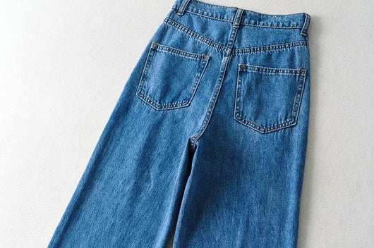 Pantalón Denim Ancho Cintura Alta con Borde Crudo - Image 15