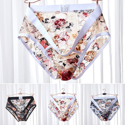 Shorts de Malla Transparente con Encaje para Hombre - Diseño Impreso en Seda Helada - Image 7