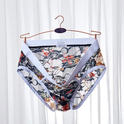 Shorts de Malla Transparente con Encaje para Hombre - Diseño Impreso en Seda Helada - Image 11
