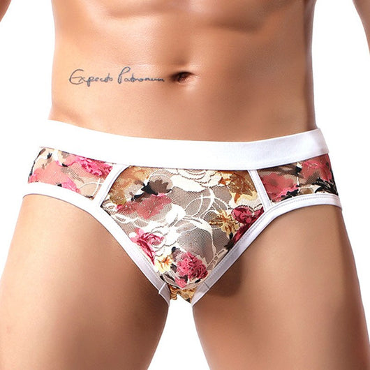 Shorts de Malla Transparente con Encaje para Hombre - Diseño Impreso en Seda Helada - Image 12