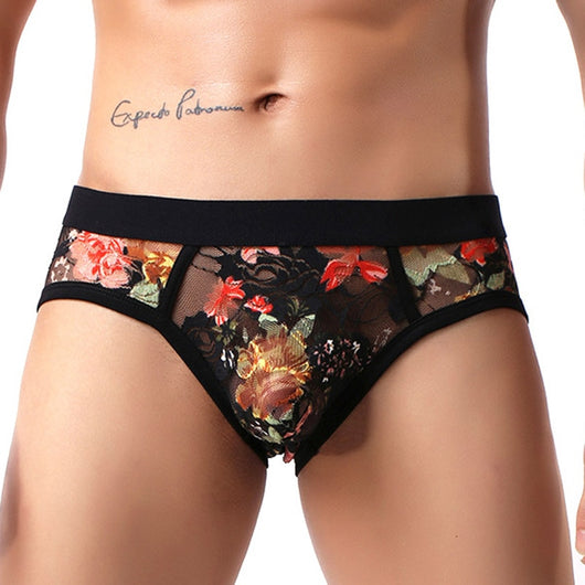 Shorts de Malla Transparente con Encaje para Hombre - Diseño Impreso en Seda Helada - Image 13