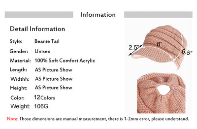 Gorro Tejido con Agujero para Coleta - Beanie Cálido para Mujer Otoño Invierno - Image 17