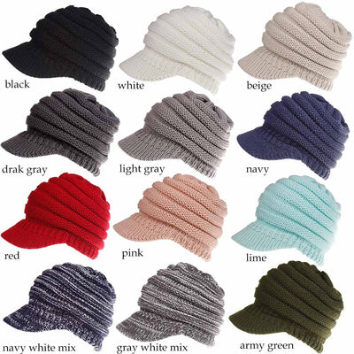 Gorro Tejido con Agujero para Coleta - Beanie Cálido para Mujer Otoño Invierno - Image 18